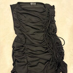 White Fox Black Ruched Side-Tie Shirt